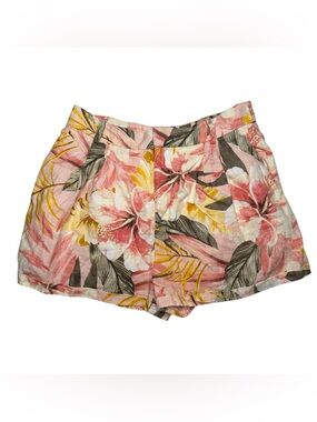 Anthropology linen Joie Pink Floral Linen-Blend Shorts